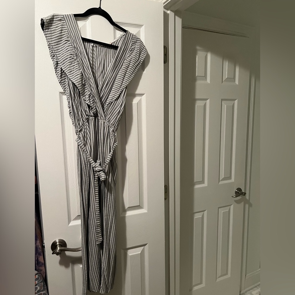Black and white stripe cropped jumpsuit